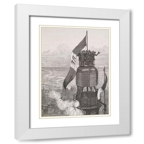 La Tour Eiffel - Ache`vement White Modern Wood Framed Art Print with Double Matting by Vintage Apple Collection