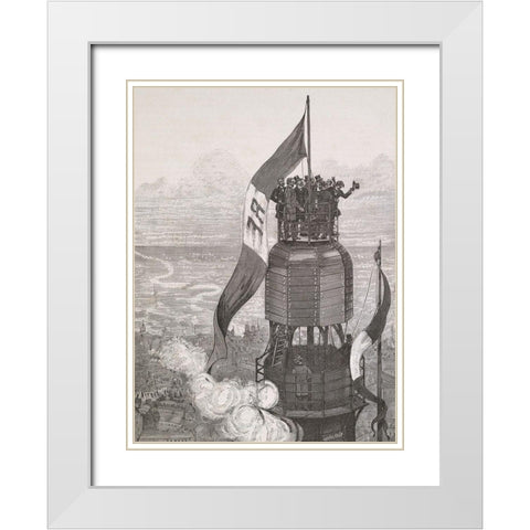 La Tour Eiffel - Ache`vement White Modern Wood Framed Art Print with Double Matting by Vintage Apple Collection