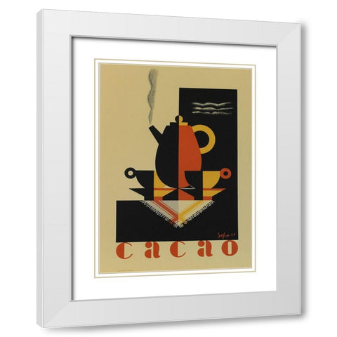 Cacao White Modern Wood Framed Art Print with Double Matting by Vintage Apple Collection