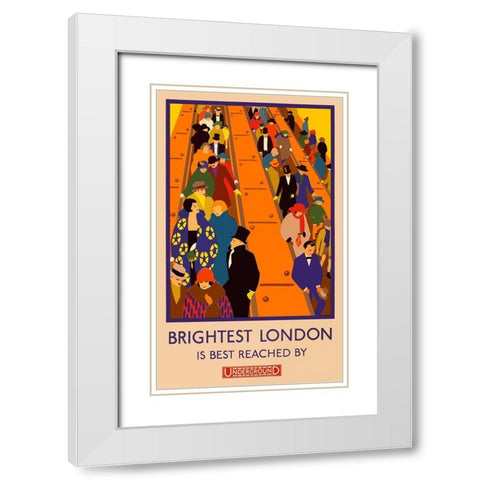 London Underground Brightest London White Modern Wood Framed Art Print with Double Matting by Vintage Apple Collection