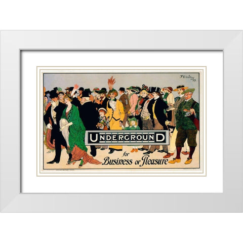 Underground Business White Modern Wood Framed Art Print with Double Matting by Vintage Apple Collection