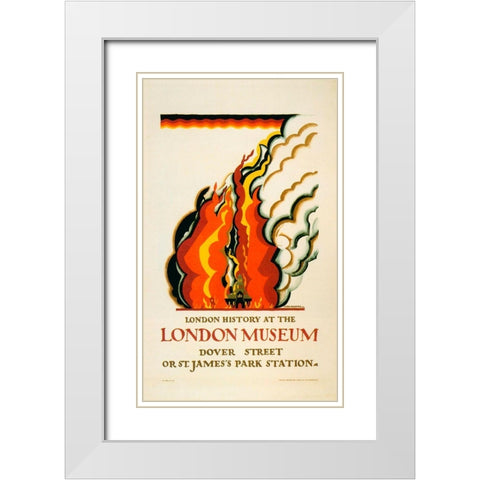 1922 London Museum White Modern Wood Framed Art Print with Double Matting by Vintage Apple Collection