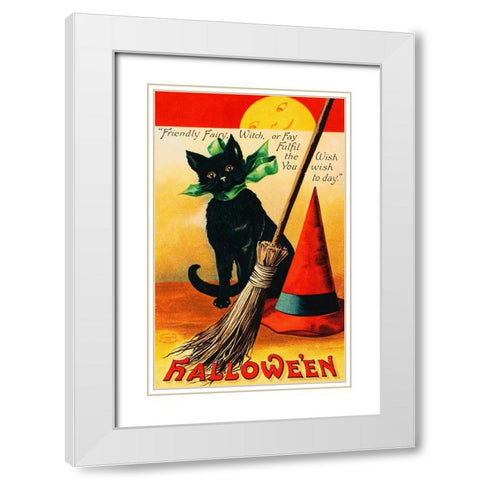 Black Cat.tif White Modern Wood Framed Art Print with Double Matting by Vintage Apple Collection
