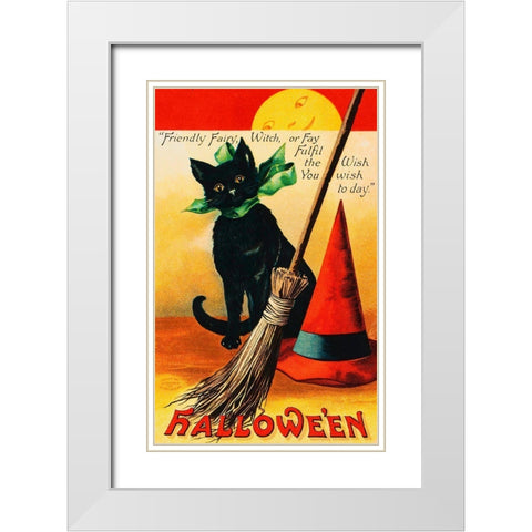 Black Cat.tif White Modern Wood Framed Art Print with Double Matting by Vintage Apple Collection