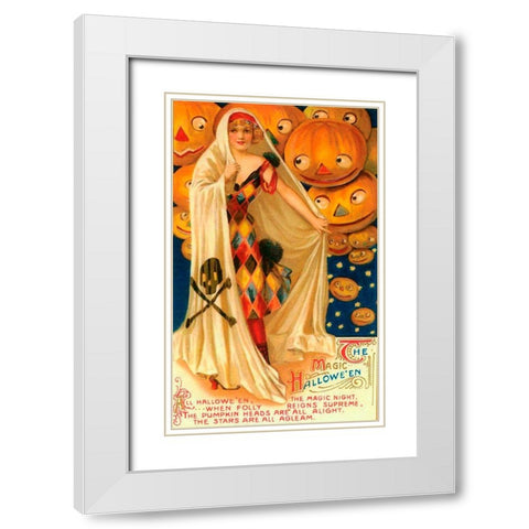 Halloween Beauty Pumpkins.tif White Modern Wood Framed Art Print with Double Matting by Vintage Apple Collection
