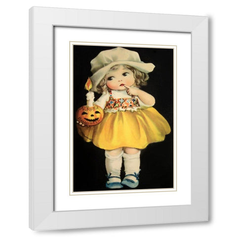 Joyful Halloween Yellow Dress.tif White Modern Wood Framed Art Print with Double Matting by Vintage Apple Collection