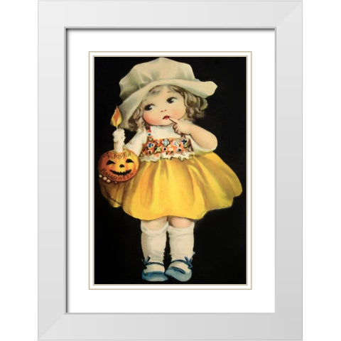 Joyful Halloween Yellow Dress.tif White Modern Wood Framed Art Print with Double Matting by Vintage Apple Collection