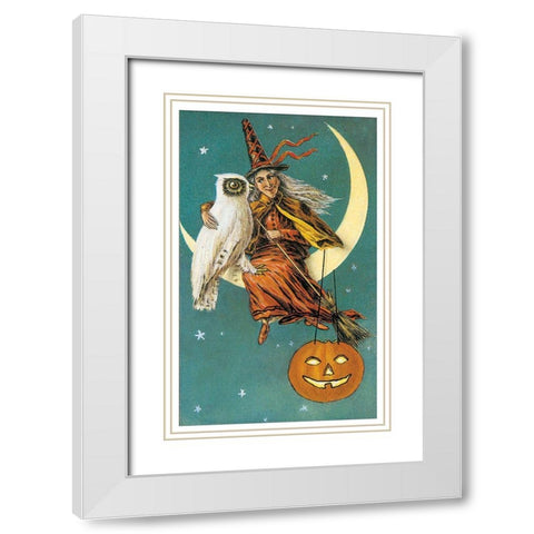 Witch Owl.tif White Modern Wood Framed Art Print with Double Matting by Vintage Apple Collection