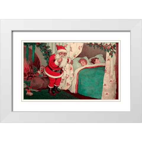 Sleeping Children White Modern Wood Framed Art Print with Double Matting by Vintage Apple Collection