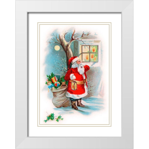 Vintage Xmas 2 White Modern Wood Framed Art Print with Double Matting by Vintage Apple Collection