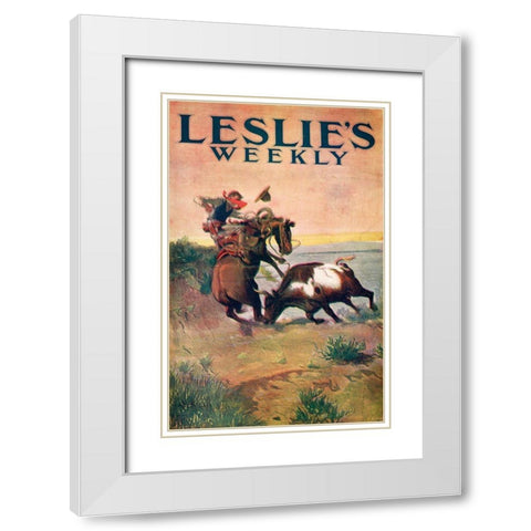 Charles Marion Russell - Leslies Weekly White Modern Wood Framed Art Print with Double Matting by Vintage Apple Collection