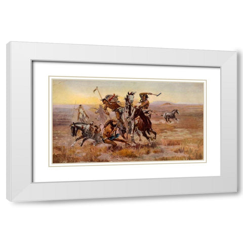 Charles Marion Russell - Souix Blackfeet White Modern Wood Framed Art Print with Double Matting by Vintage Apple Collection