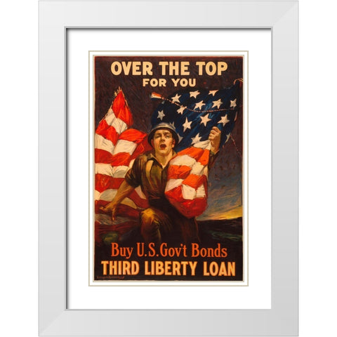 Gov Bonds White Modern Wood Framed Art Print with Double Matting by Vintage Apple Collection