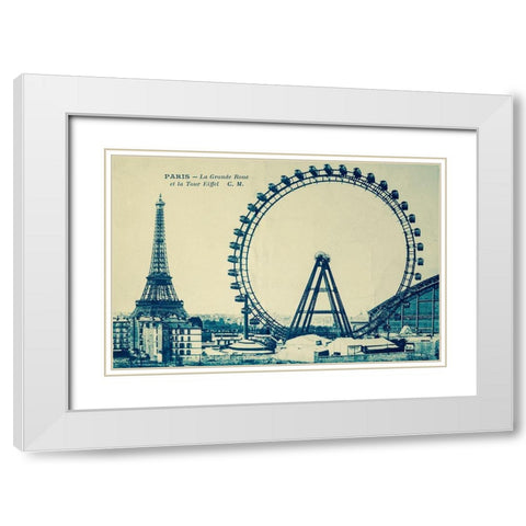 Grande Roue Carte Postale 1 White Modern Wood Framed Art Print with Double Matting by Vintage Apple Collection
