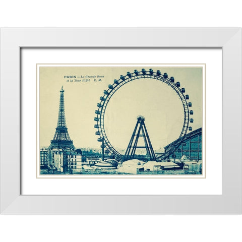 Grande Roue Carte Postale 1 White Modern Wood Framed Art Print with Double Matting by Vintage Apple Collection