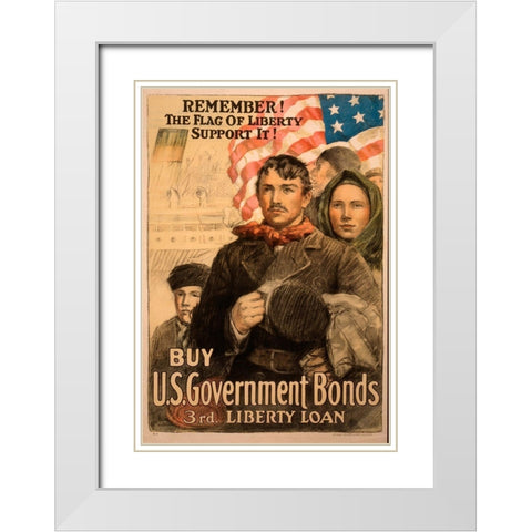 Liberty Loan White Modern Wood Framed Art Print with Double Matting by Vintage Apple Collection
