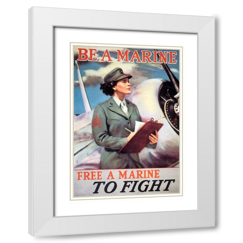 Woman Marines White Modern Wood Framed Art Print with Double Matting by Vintage Apple Collection
