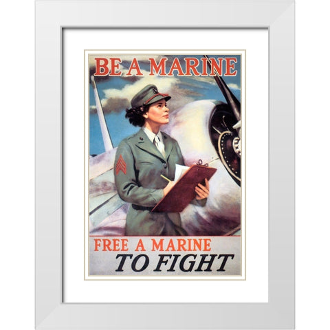 Woman Marines White Modern Wood Framed Art Print with Double Matting by Vintage Apple Collection