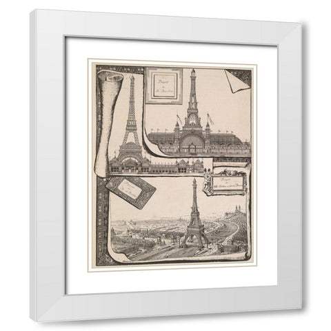 Plans Paris Exposition White Modern Wood Framed Art Print with Double Matting by Vintage Apple Collection