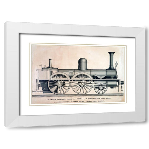 Vintage Train II White Modern Wood Framed Art Print with Double Matting by Vintage Apple Collection