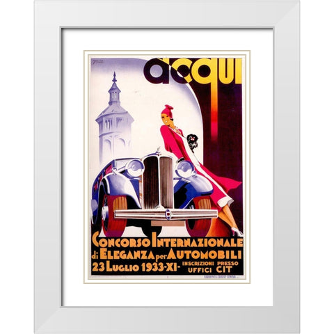 Acqui White Modern Wood Framed Art Print with Double Matting by Vintage Apple Collection