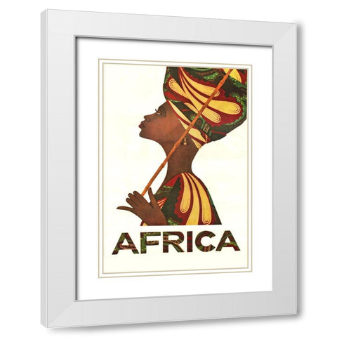 Africa Turban White Modern Wood Framed Art Print with Double Matting by Vintage Apple Collection