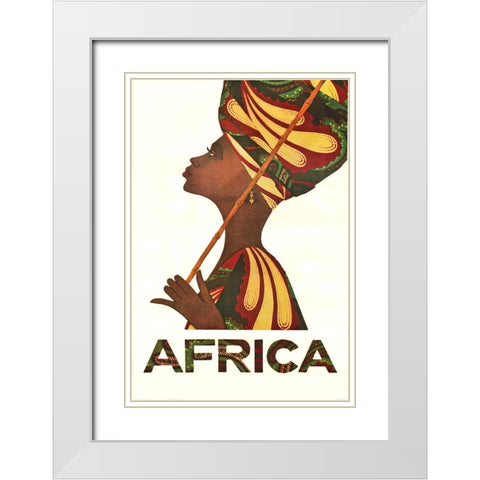Africa Turban White Modern Wood Framed Art Print with Double Matting by Vintage Apple Collection