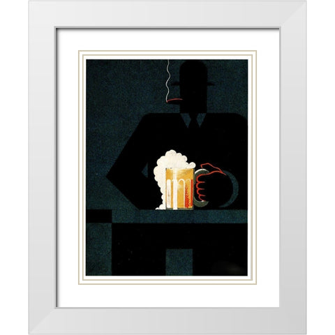 Beer in the Middle of the Night White Modern Wood Framed Art Print with Double Matting by Vintage Apple Collection