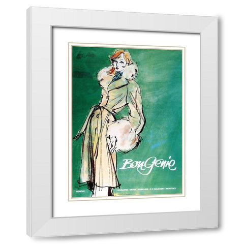 Bon Genie White Modern Wood Framed Art Print with Double Matting by Vintage Apple Collection