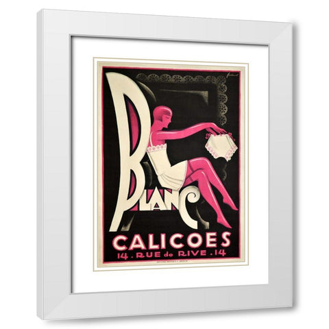 Calicoes White Modern Wood Framed Art Print with Double Matting by Vintage Apple Collection