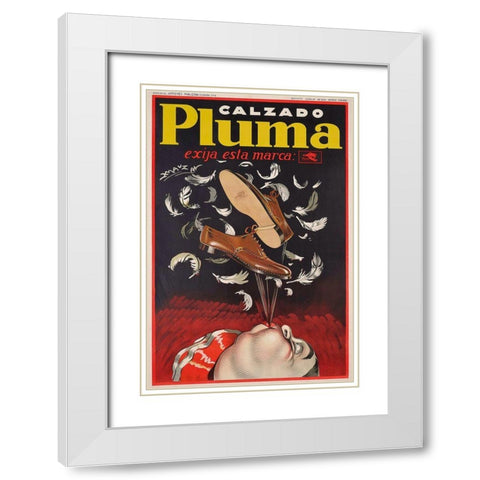 Calzado Pluma White Modern Wood Framed Art Print with Double Matting by Vintage Apple Collection