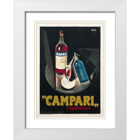 Campari Laperitiv Nizzoli White Modern Wood Framed Art Print with Double Matting by Vintage Apple Collection