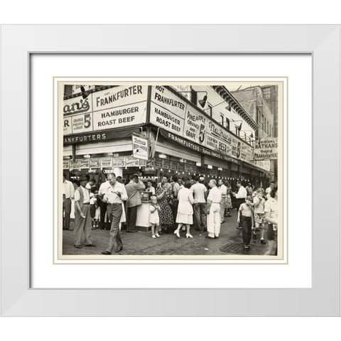 Coney Island I White Modern Wood Framed Art Print with Double Matting by Vintage Apple Collection