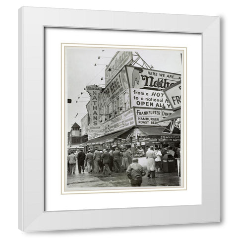 Coney Island II White Modern Wood Framed Art Print with Double Matting by Vintage Apple Collection