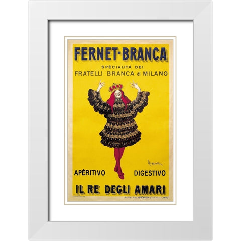 Fernet Branca Yellow White Modern Wood Framed Art Print with Double Matting by Vintage Apple Collection