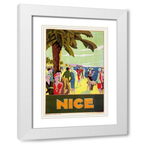 France Nice White Modern Wood Framed Art Print with Double Matting by Vintage Apple Collection
