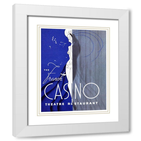 French Casino White Modern Wood Framed Art Print with Double Matting by Vintage Apple Collection