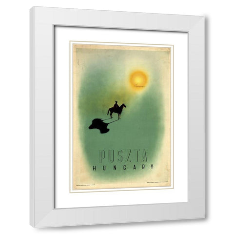 Hungary White Modern Wood Framed Art Print with Double Matting by Vintage Apple Collection