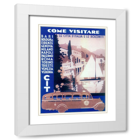 Italian Cities White Modern Wood Framed Art Print with Double Matting by Vintage Apple Collection