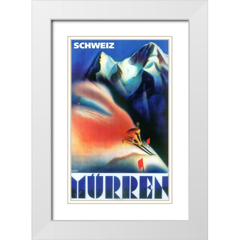 Murren White Modern Wood Framed Art Print with Double Matting by Vintage Apple Collection