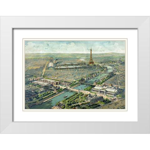 Paris Expo - Rare White Modern Wood Framed Art Print with Double Matting by Vintage Apple Collection