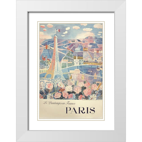 Printemps Paris White Modern Wood Framed Art Print with Double Matting by Vintage Apple Collection