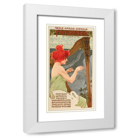 Redhead Harp White Modern Wood Framed Art Print with Double Matting by Vintage Apple Collection