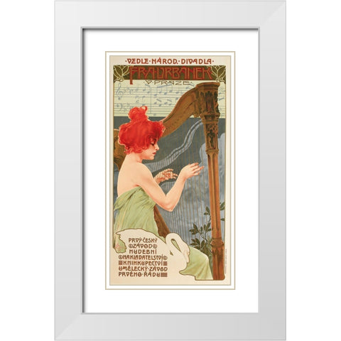 Redhead Harp White Modern Wood Framed Art Print with Double Matting by Vintage Apple Collection