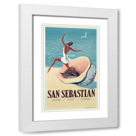 San Sebas White Modern Wood Framed Art Print with Double Matting by Vintage Apple Collection