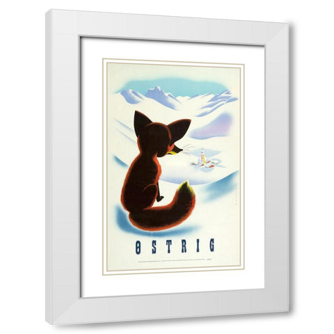 Ski-Ostrig White Modern Wood Framed Art Print with Double Matting by Vintage Apple Collection