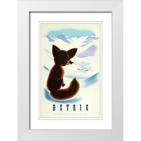 Ski-Ostrig White Modern Wood Framed Art Print with Double Matting by Vintage Apple Collection