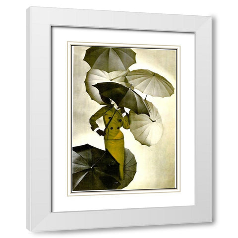 Umbrella White Modern Wood Framed Art Print with Double Matting by Vintage Apple Collection