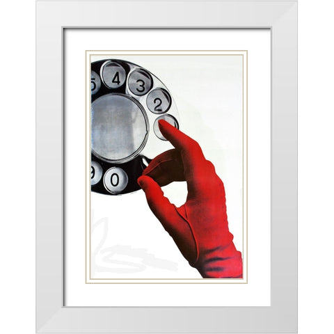 Call Me White Modern Wood Framed Art Print with Double Matting by Vintage Apple Collection