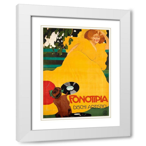 Fonotipia White Modern Wood Framed Art Print with Double Matting by Vintage Apple Collection